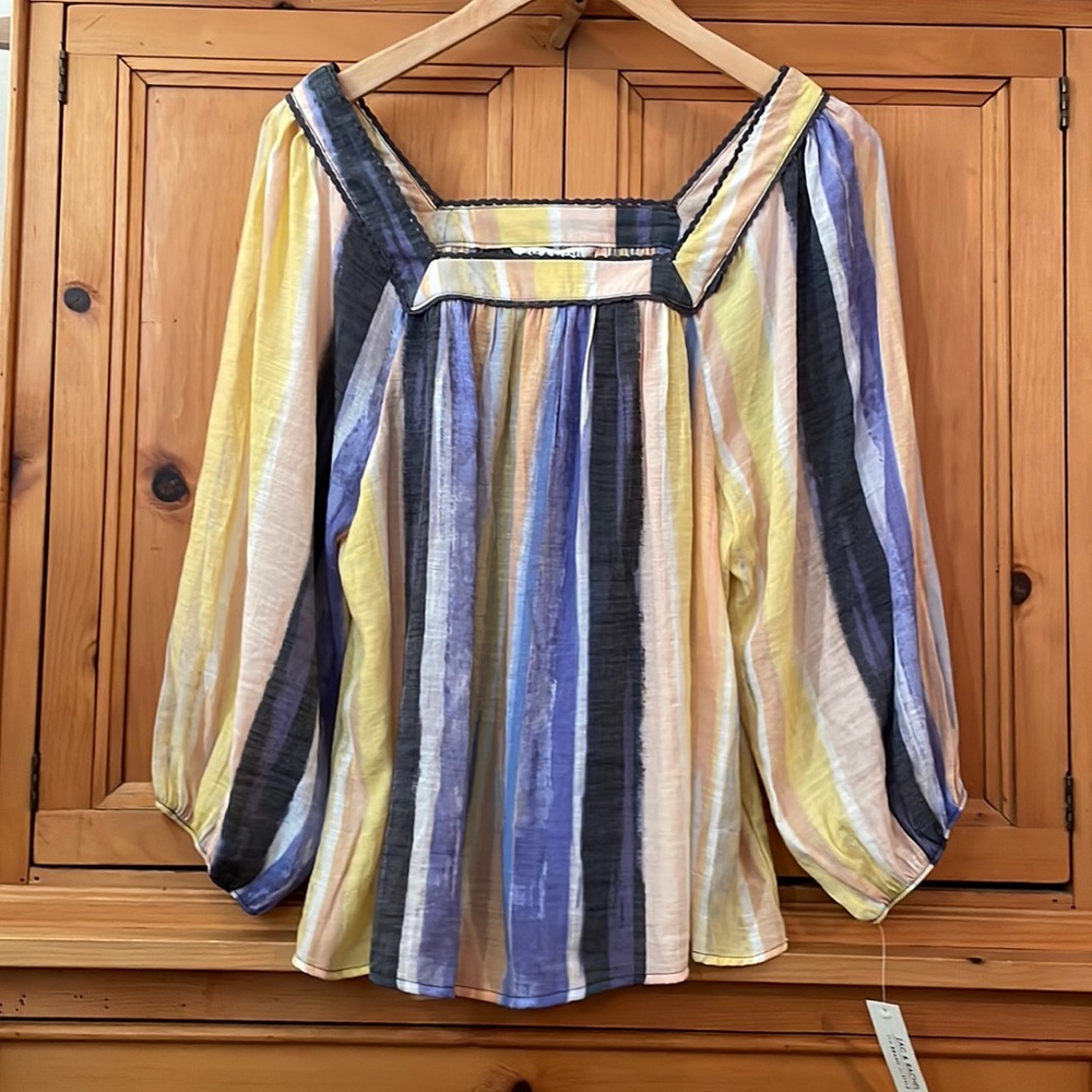 NWT Zac&Rachel multicolor boho striped flowy top, size XL